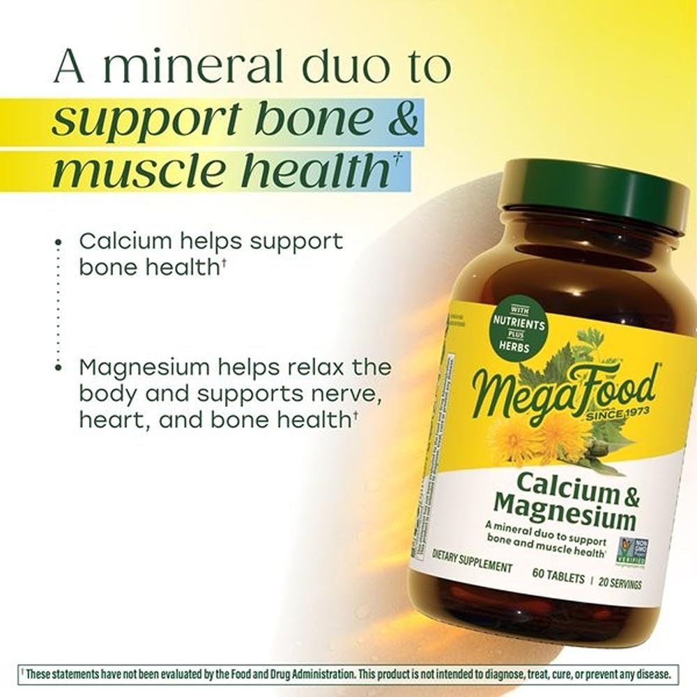 MegaFood Calcium Magnesium ingredients blend with nettle, dandelion, parsley