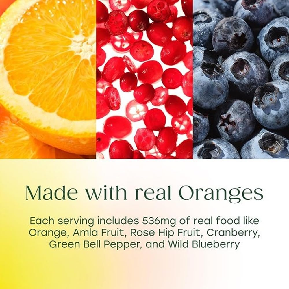 MegaFood Complex C orange amla rose-hip ingredients showcased for natural vitamin C.