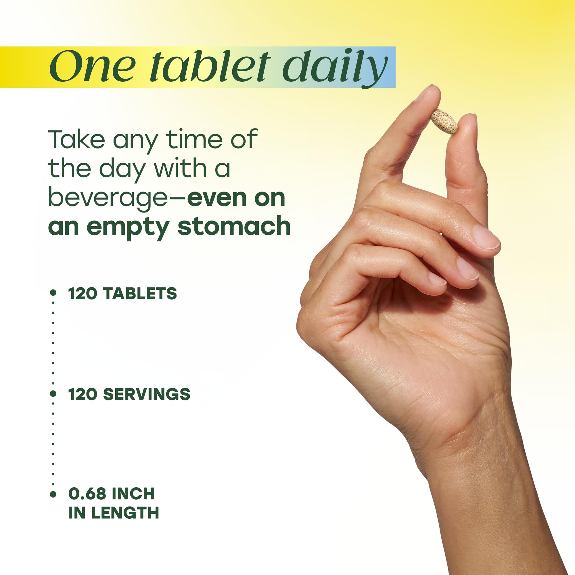 MegaFood daily use capsule being taken to illustrate flexible timing