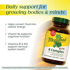 MegaFood Kids B Complex nutrition facts label with methylated B vitamins
