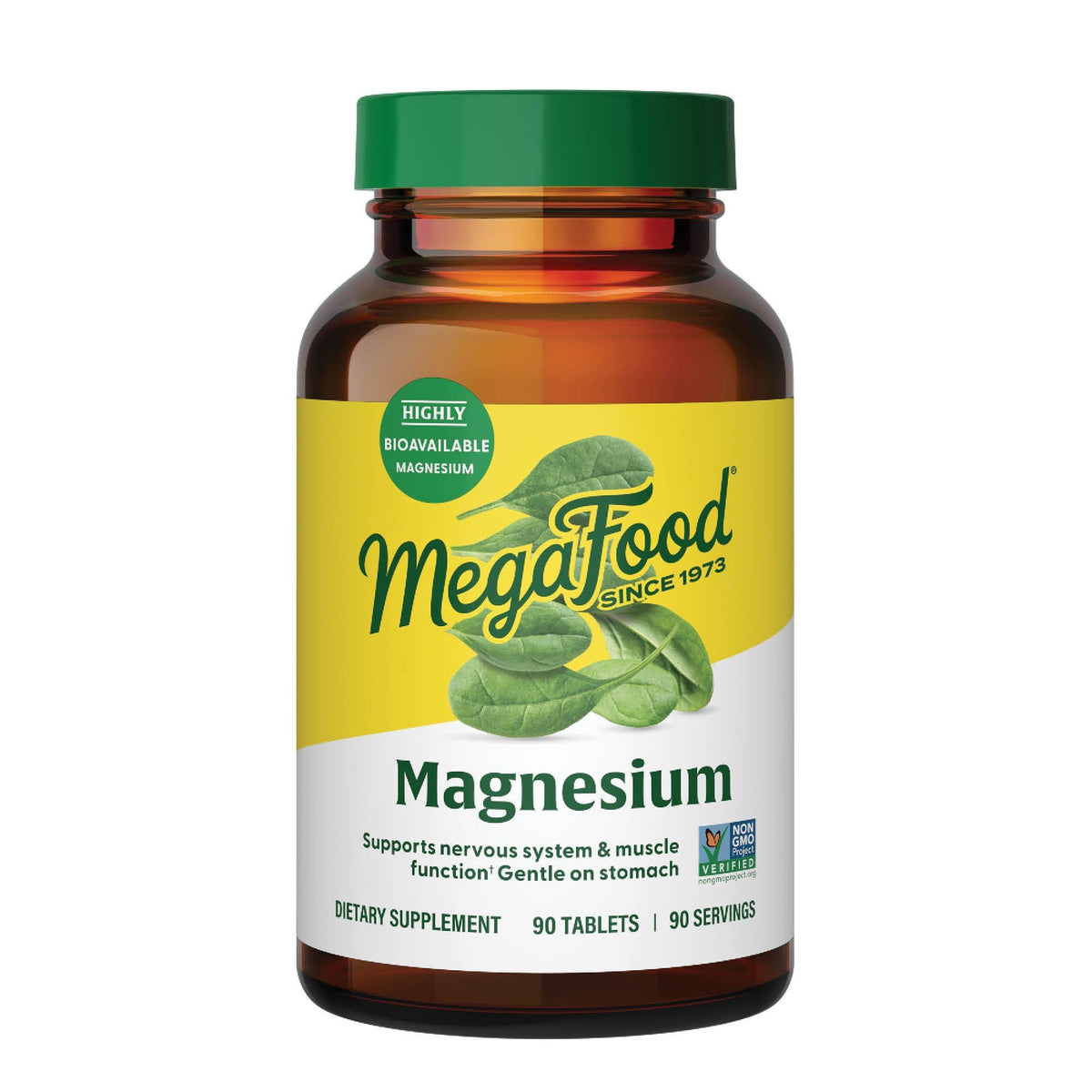 MegaFood magnesium supplement bottle showing tablets for daily mineral support