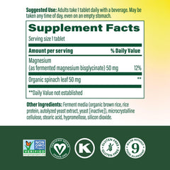 MegaFood magnesium supplement label highlights fermented magnesium glycinate chelate