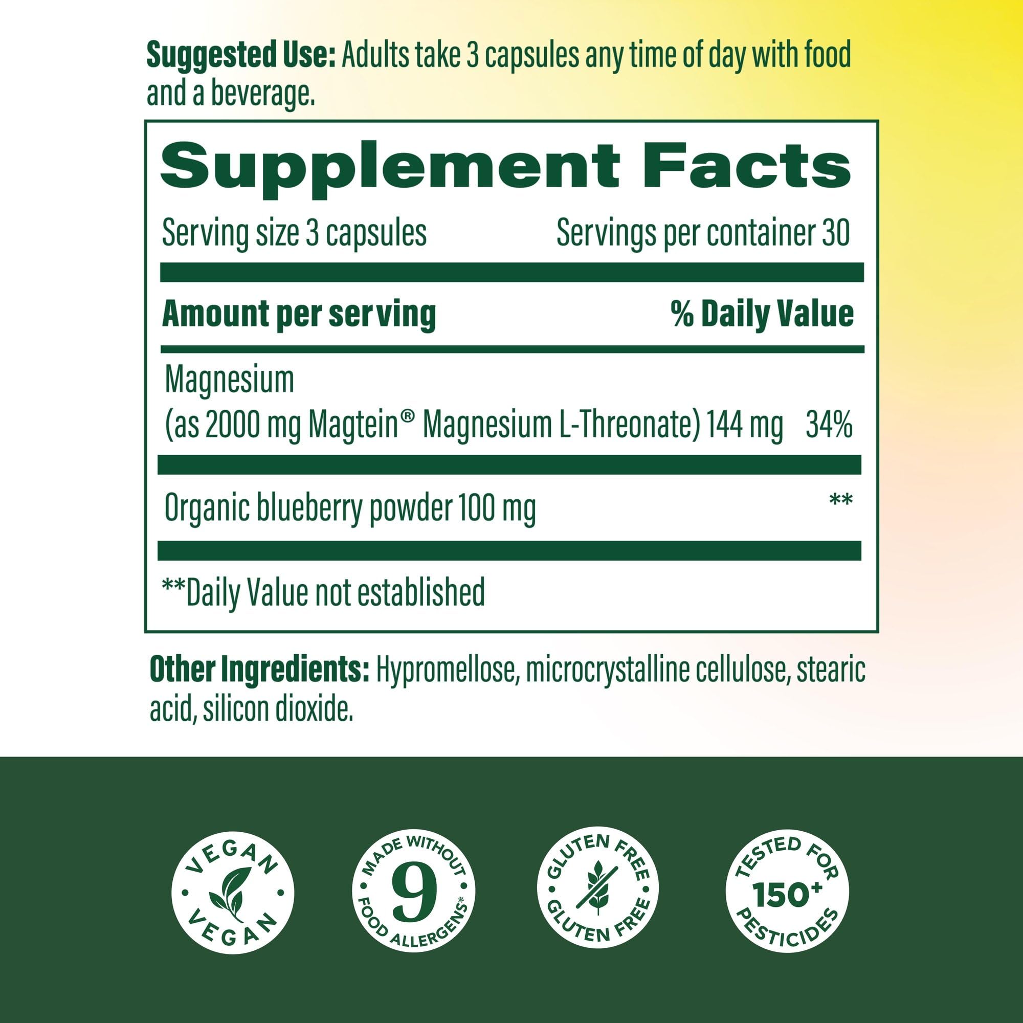 MegaFood Magtein capsules close-up highlighting convenient daily dosage.