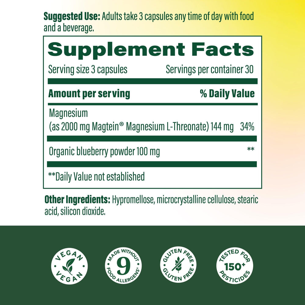 MegaFood Magtein capsules close-up highlighting convenient daily dosage.