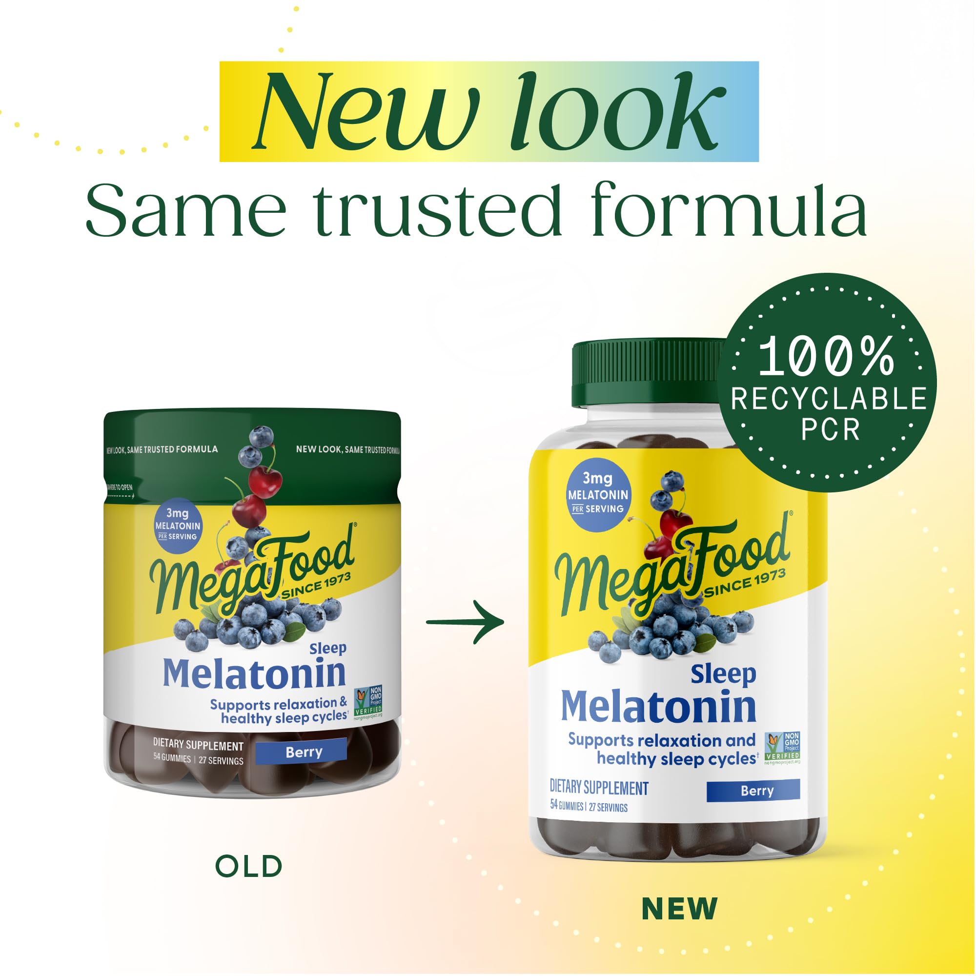 MegaFood Melatonin Gummies two gummies serving for easy nightly dosing.