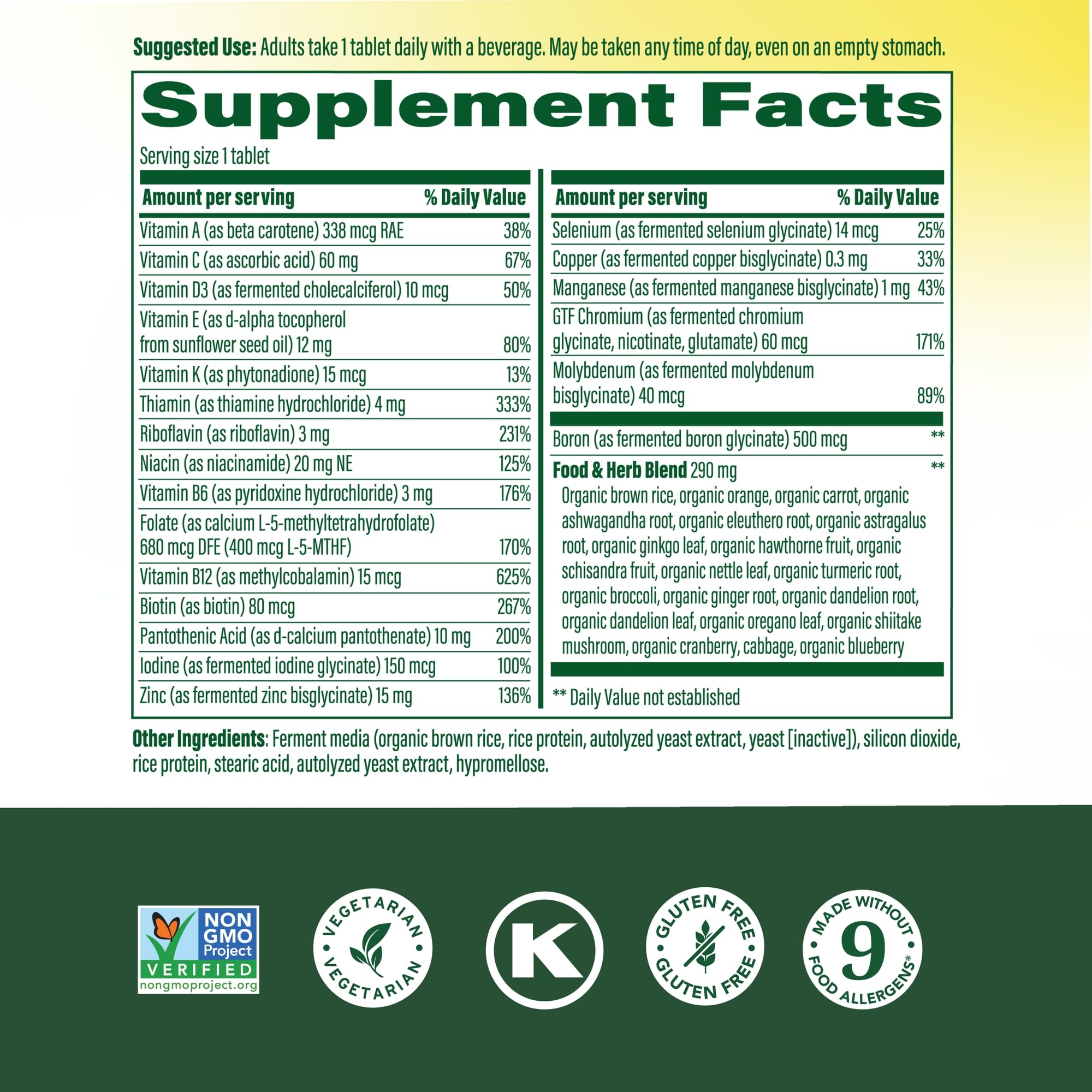 MegaFood Men 40+ bottle label close-up with nutritional support.