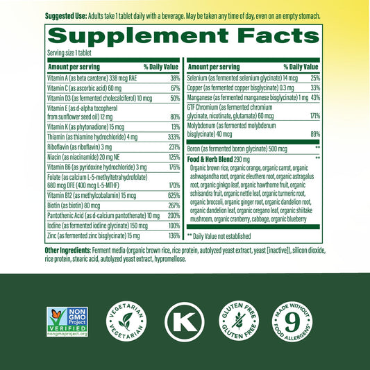 MegaFood Men 40+ bottle label close-up with nutritional support.