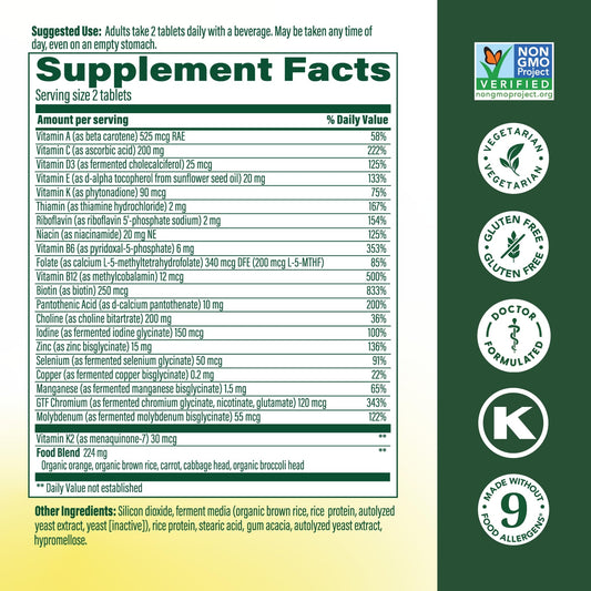 MegaFood Men 40+ tablets close-up highlighting daily nutrient support.
