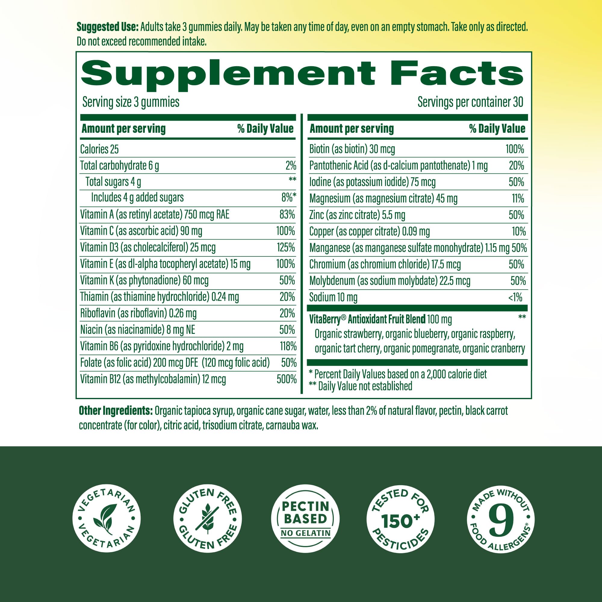 MegaFood Men’s label panel displays B vitamins and minerals for brain and focus.