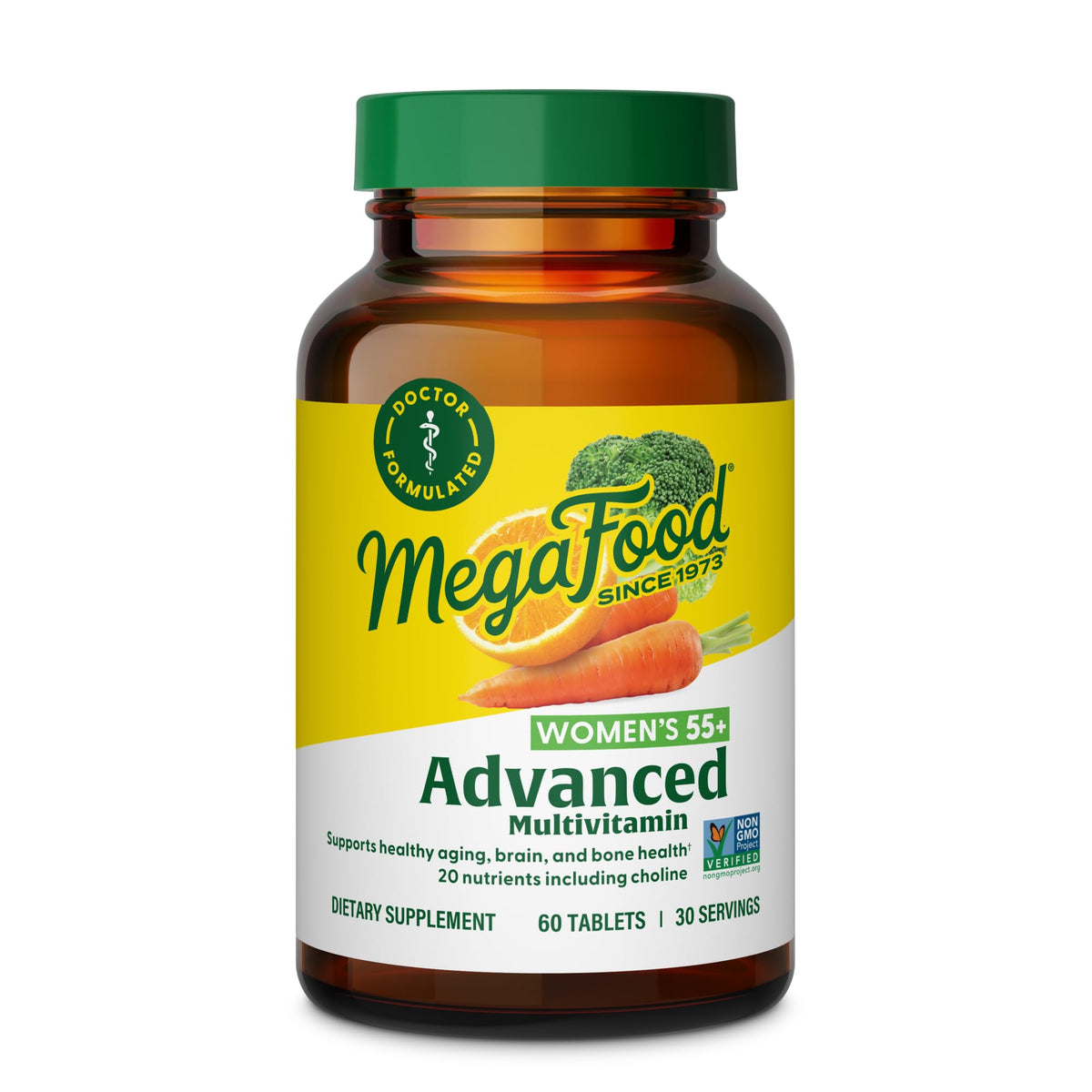 MegaFood Multi for Women 55+ bottle front, daily wellness support