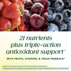 MegaFood nutrition facts panel emphasizing key nutrients and serving size.