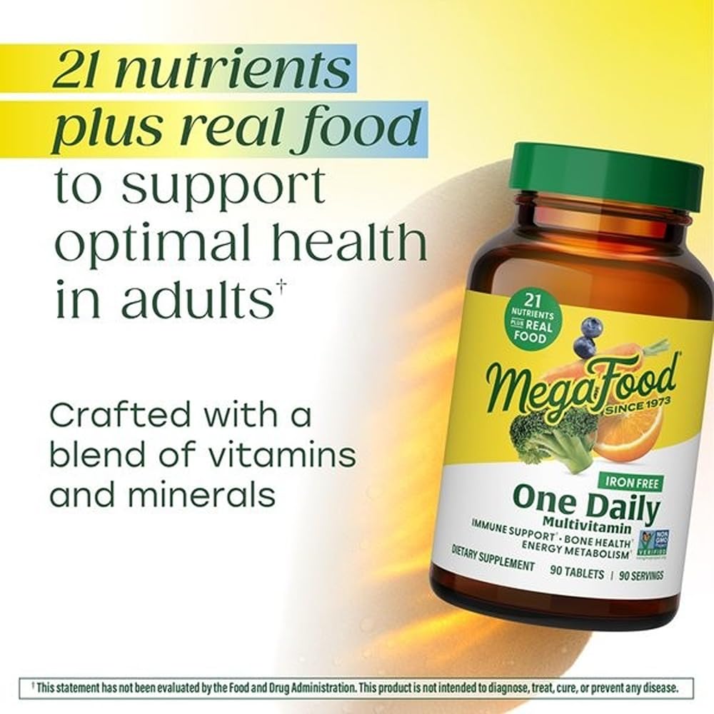 MegaFood One Daily Iron Free real food oranges image shows vitamin C infusion.
