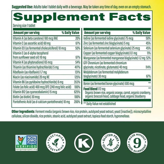 Close-up of MegaFood One Daily Iron Free tablets for convenient daily supplementation.