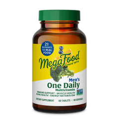 MegaFood One Daily Men's Multivitamin bottle supports daily energy metabolism