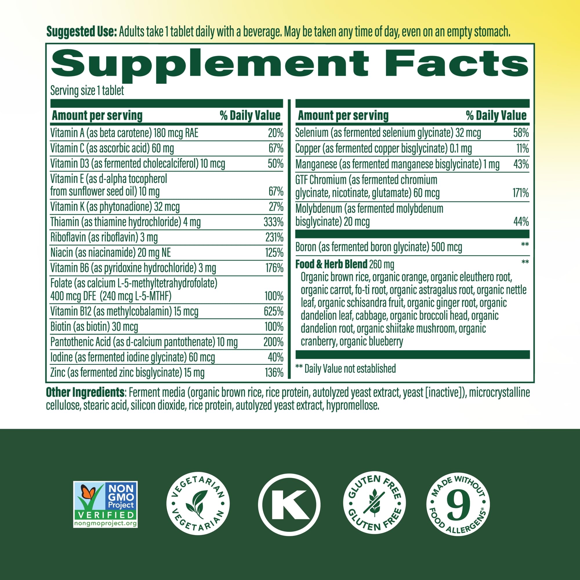 Close-up of MegaFood One Daily Men's Multivitamin tablets for everyday use