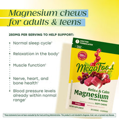 MegaFood Relax + Calm chews on table – convenient on-the-go magnesium bite