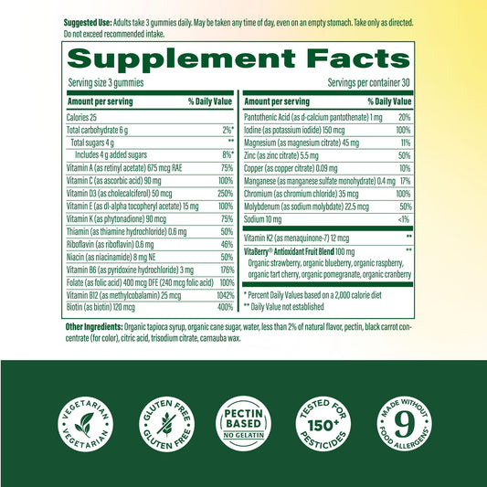 MegaFood strawberry gummies close-up highlighting tasty, convenient daily nutrition