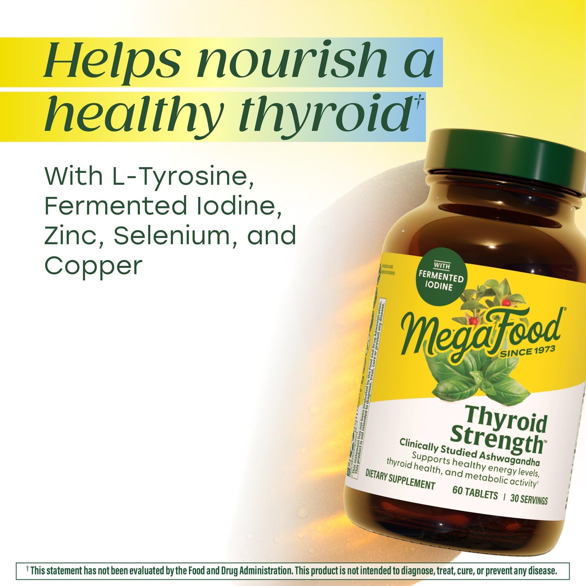 MegaFood Thyroid Strength label close-up highlighting allergen-free status.