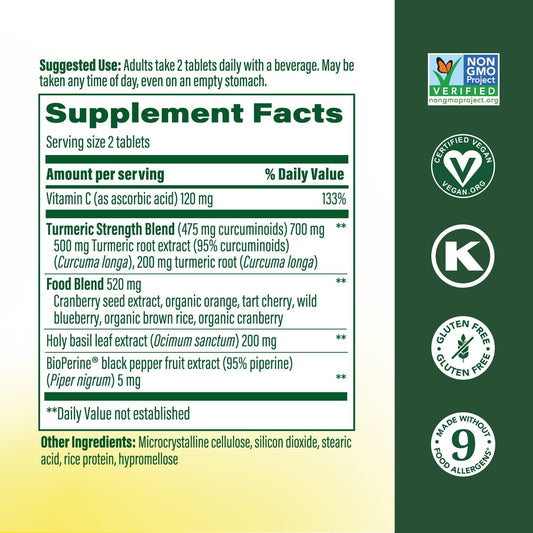 MegaFood turmeric capsules on a clean surface for daily use.