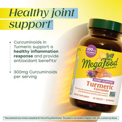 MegaFood Turmeric Curcumin label highlights BioPerine and clean ingredients.