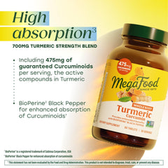 Vitamin C enriched MegaFood turmeric bottle highlights immune-friendly support.