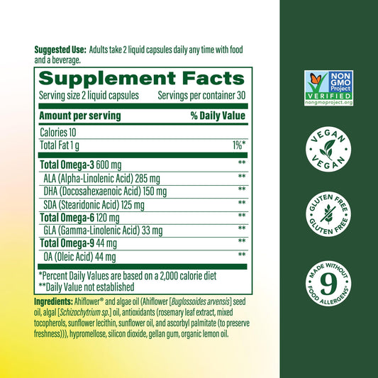 MegaFood Vegan Omega capsules feature a lemon coating for smoother, burp-free digestion.