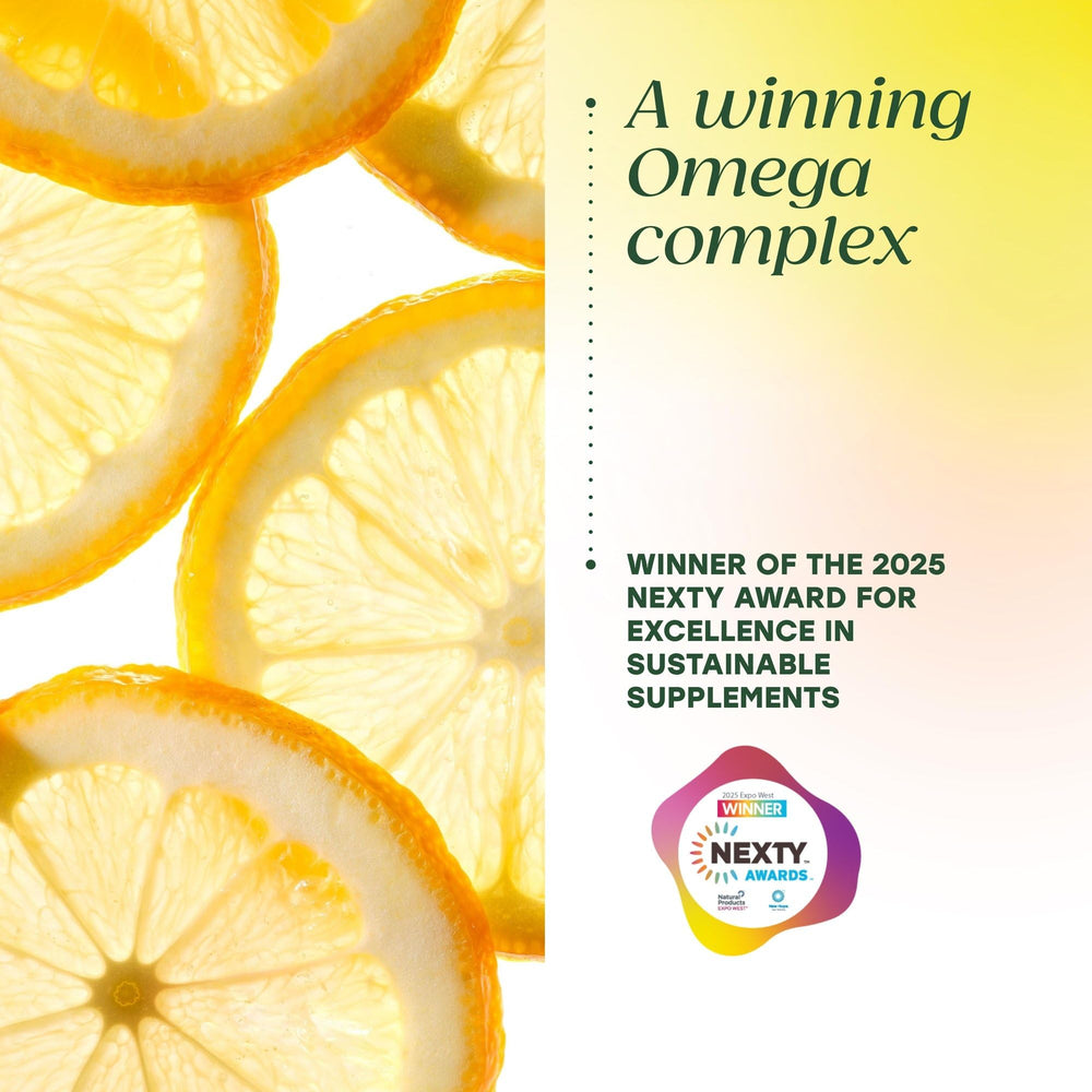 MegaFood vegan omega lemon oil coating helps deliver a smoother, burp-free daily dose.