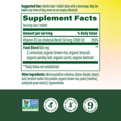 MegaFood Vitamin D3 tablets closeup showing a 60‑count serving for convenient daily use.