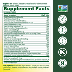 MegaFood Women's 40+ label close-up shows B vitamins and minerals for metabolism.