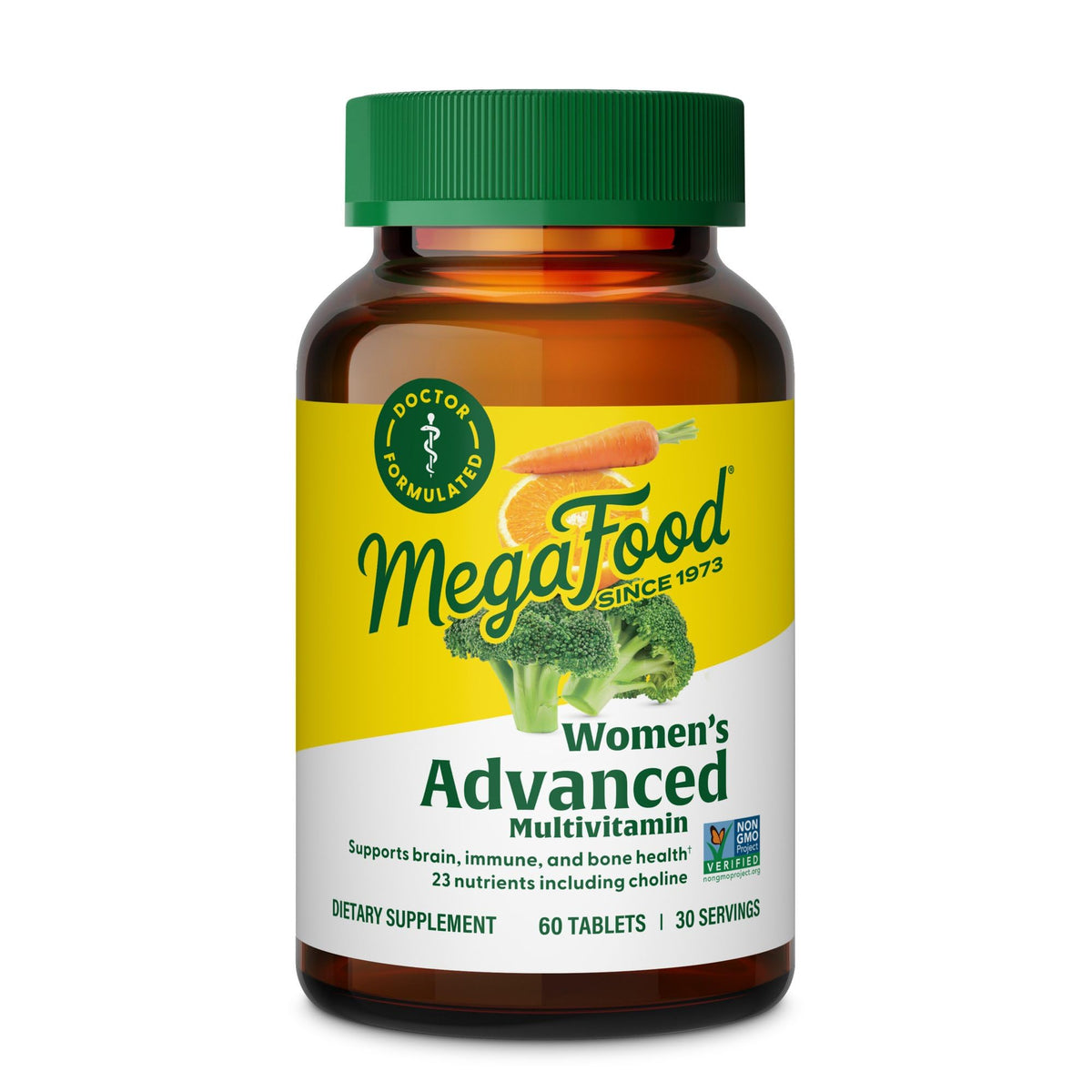 MegaFood Women's Advanced Multivitamin bottle for daily energy support and immune health.