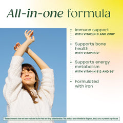 Iron content visual showing 9 mg per serving in MegaFood multivitamin