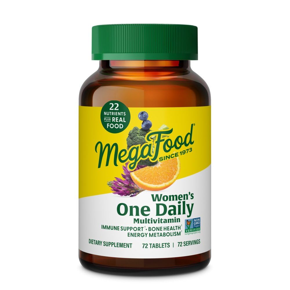 MegaFood Women's One Daily bottle close-up highlighting the daily nutrition option