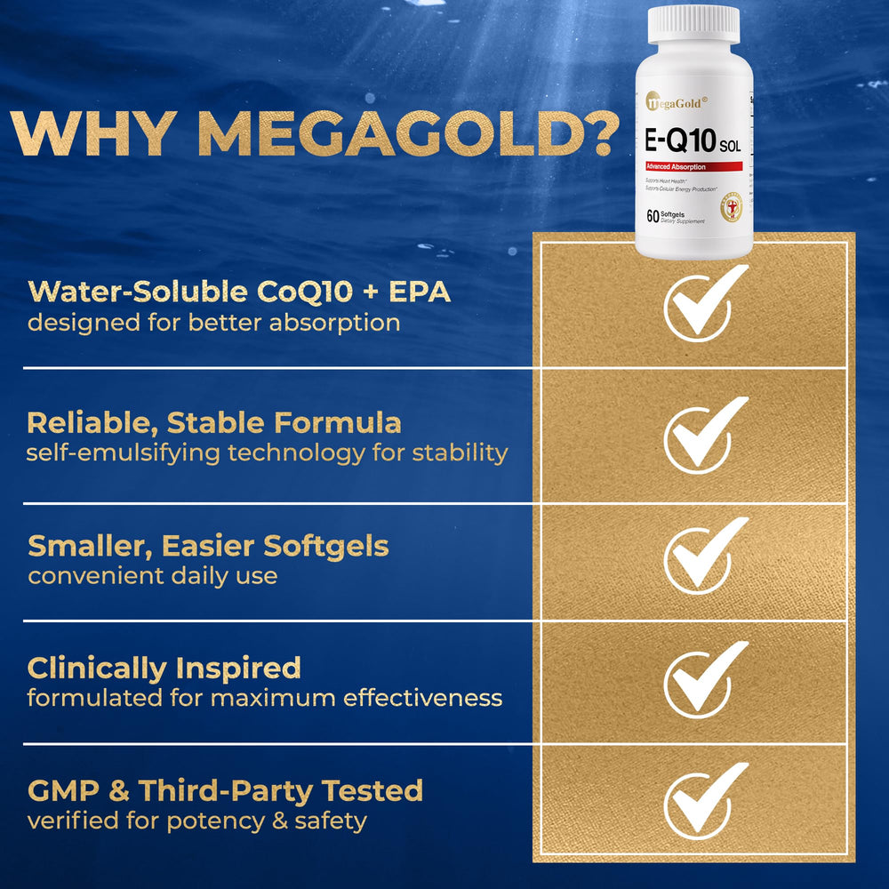 Megagold E-Q10 Sol on kitchen counter promotes easy daily use.