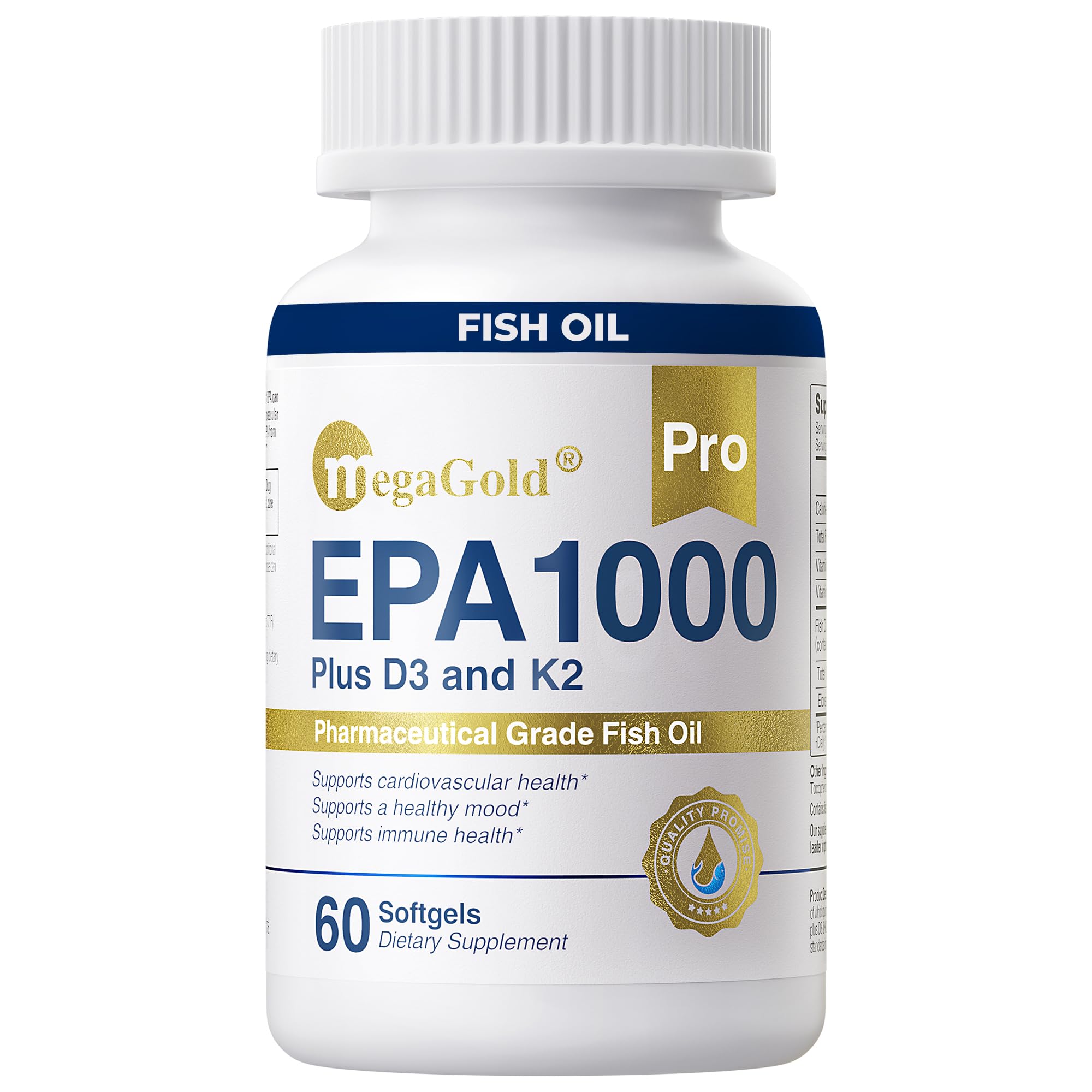 MegaGold Pro bottle with capsules may support heart health and immune wellness.
