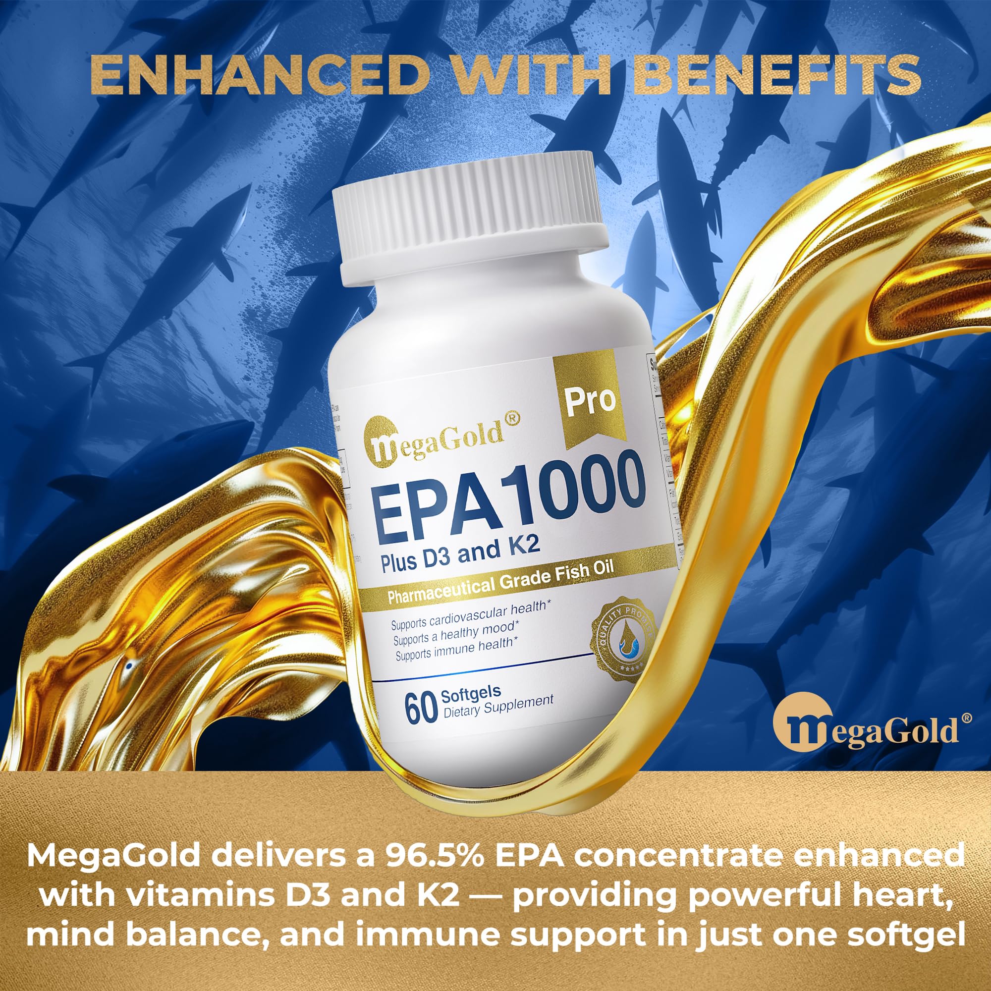 MegaGold Pro small burpless softgels are easy to swallow and convenient for daily use.