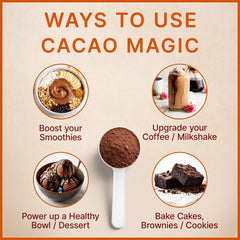 MEGAPLANTS Cacao Magic dessert-topping on yogurt or oats for extra flavor.