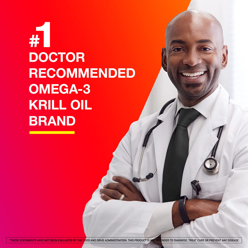 MegaRed Total Body + Refresh bottle label highlights omega-3 blend for brain and eye health.