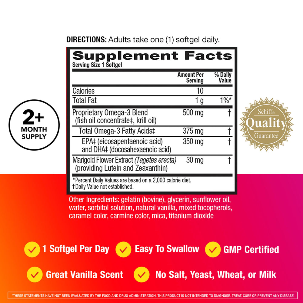 MegaRed Total Body + Refresh softgels in hand suggesting convenient daily support for joints and brain.