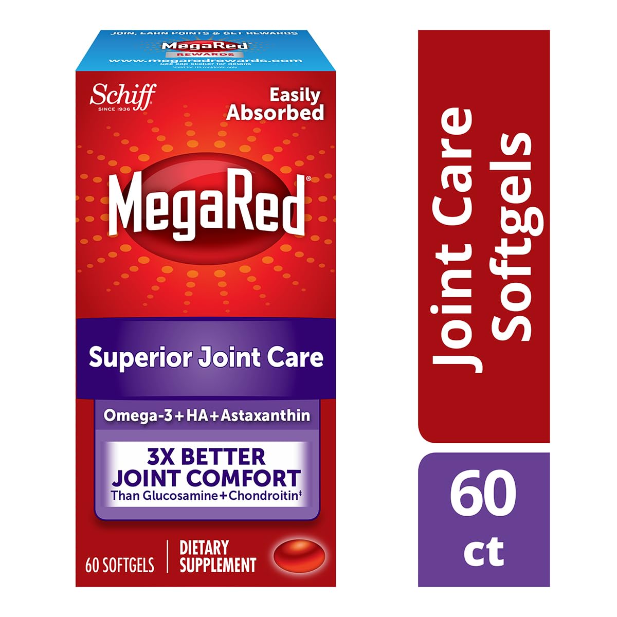 Megared Omega-3 Krill Oil softgels for easy absorption and daily joint support.