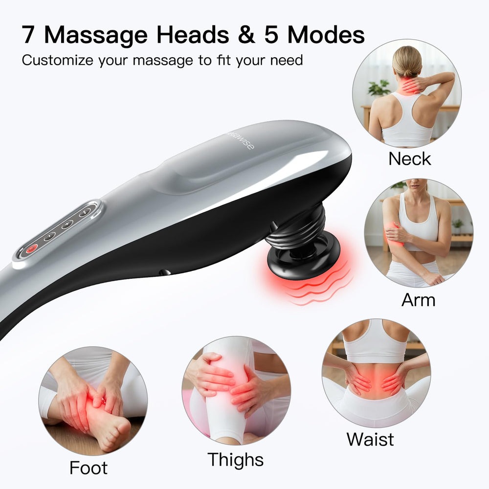 MEGAWISE back massager featuring adjustable heat function for soothing warmth.