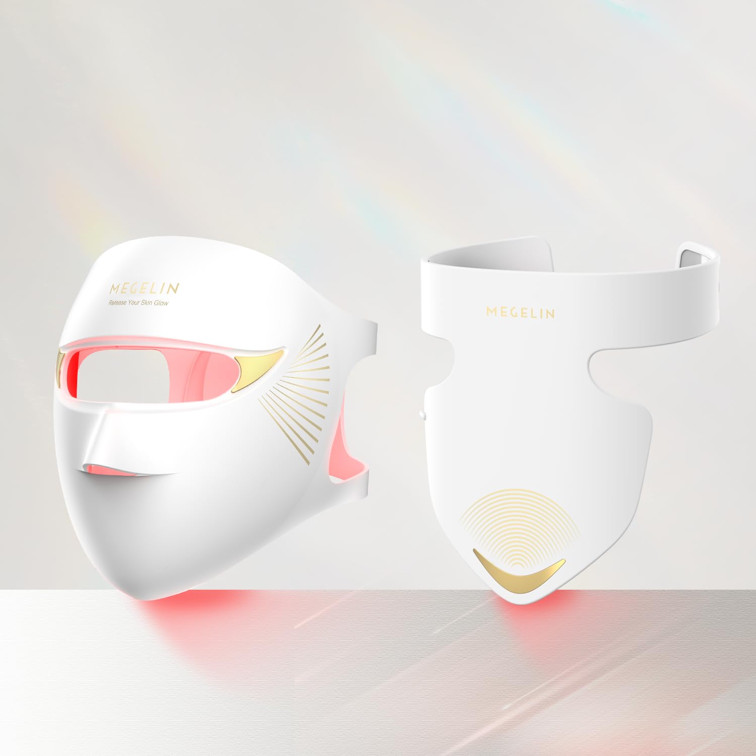 Megelin Duo-Lux upper-face close-up highlights precise red and infrared wavelengths for targeted treatment.