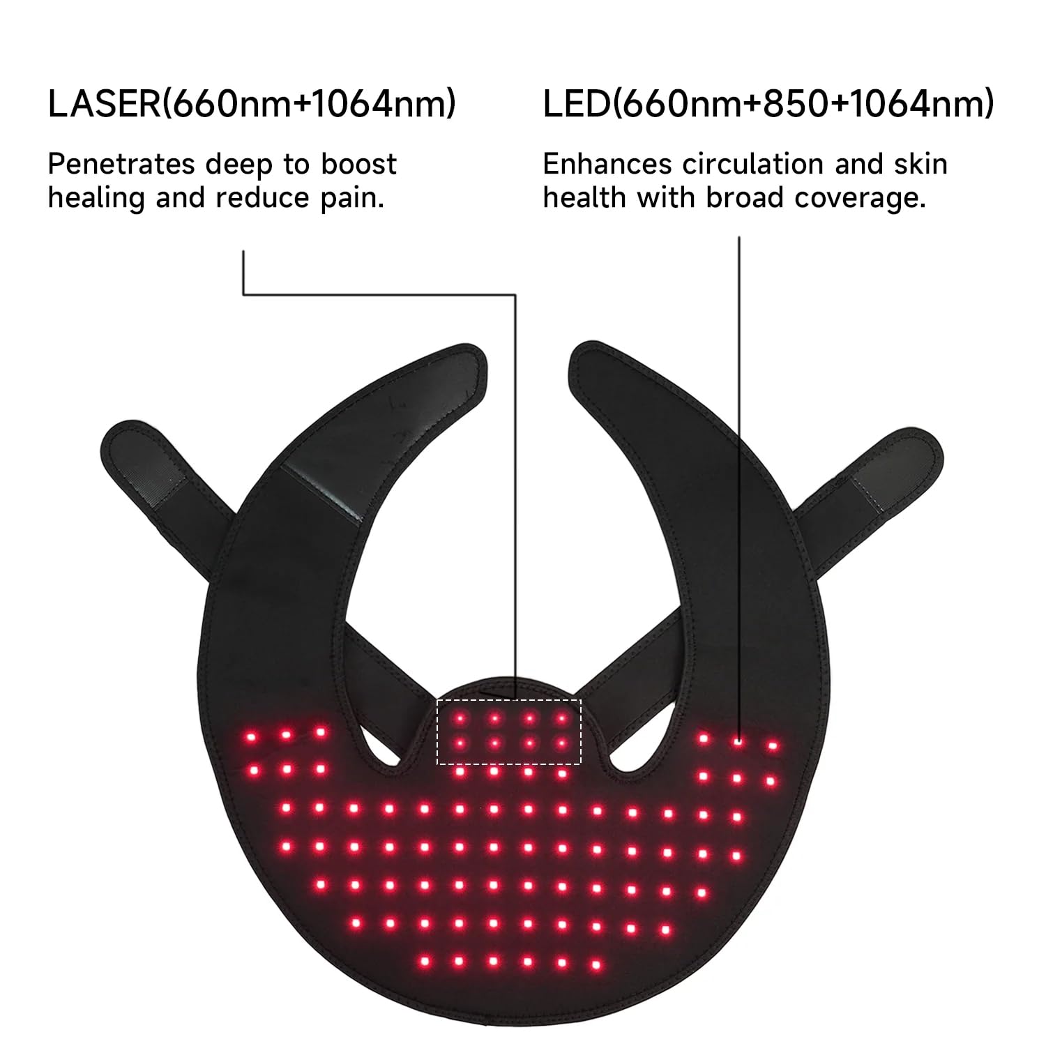 Megelin neck-shoulder device worn discreetly for hands-free relaxation sessions