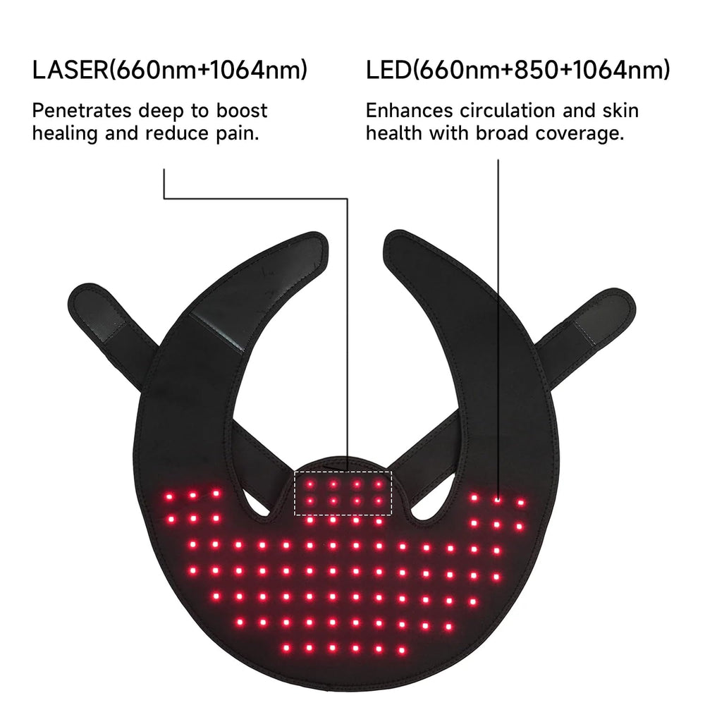 Megelin neck-shoulder device worn discreetly for hands-free relaxation sessions