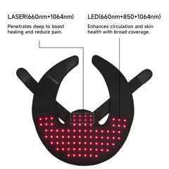 Megelin neck-shoulder device worn discreetly for hands-free relaxation sessions