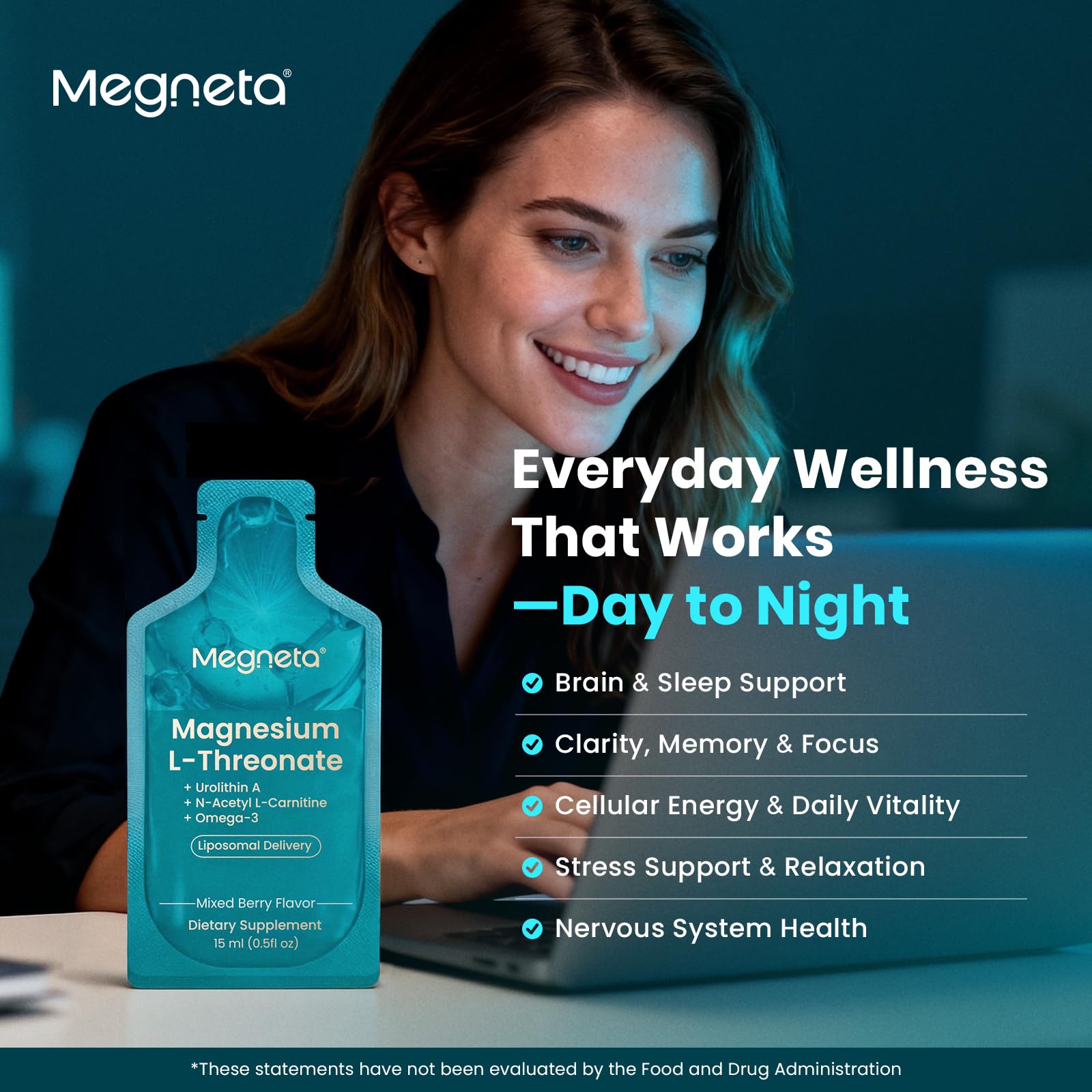 MEGNETA liposomal delivery graphic highlights better nutrient absorption.