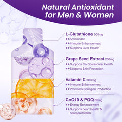 Pouring MEGNETA Glutathione into water for quick absorption.