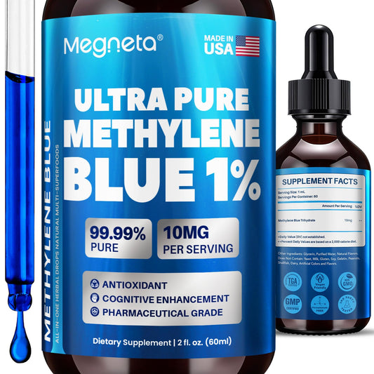 MEGNETA Methylene Blue Drops bottle with 1% solution for brain energy support