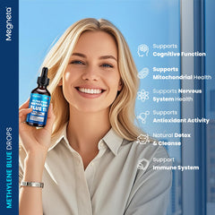 MEGNETA Methylene Blue vial on white background highlighting lab-tested purity