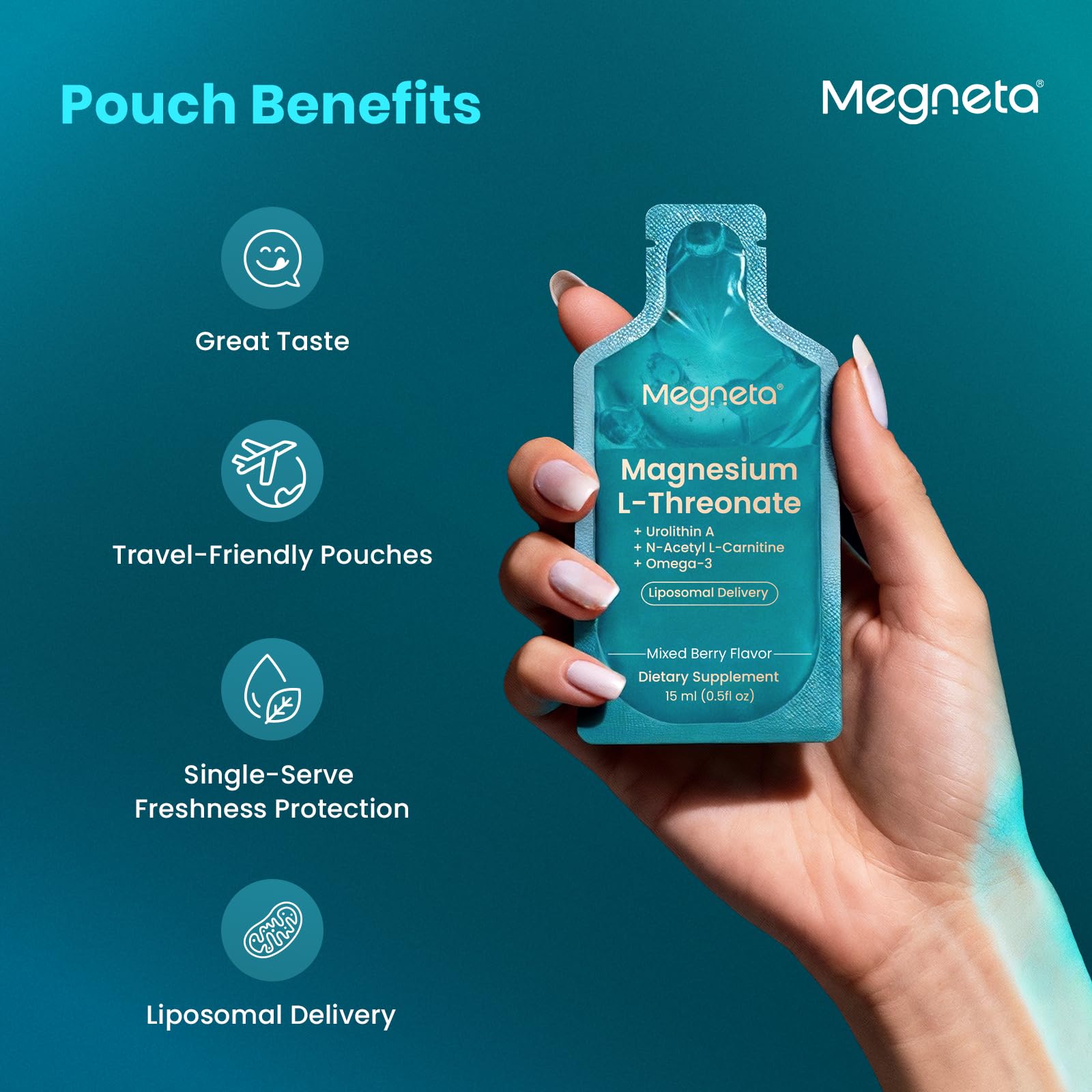 MEGNETA night routine scene suggests relaxation and sleep-support potential.