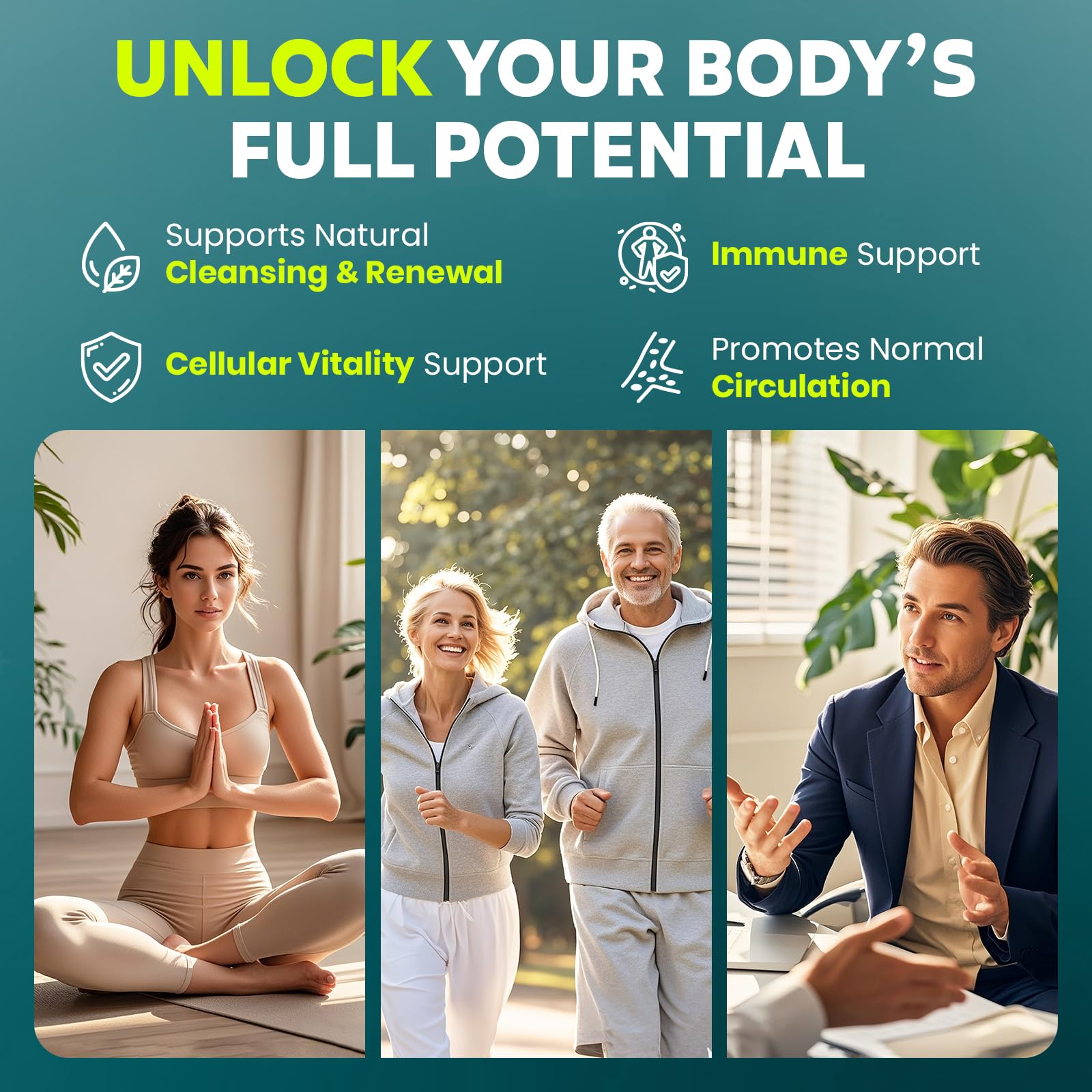 MEGNETA Spike Support ingredients graphic illustrates triple-action enzyme synergy.